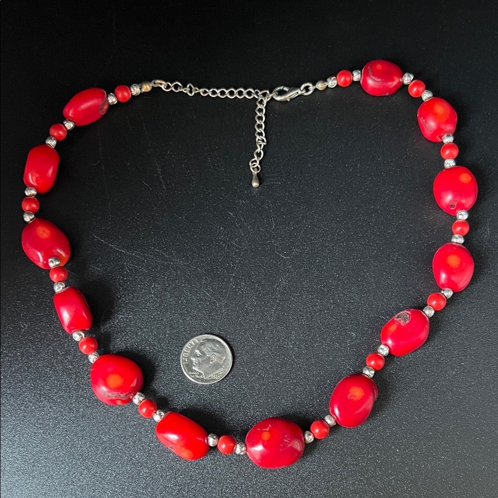 Vintage 18” Southwestern Chunky Red Coral Gemstone Necklace